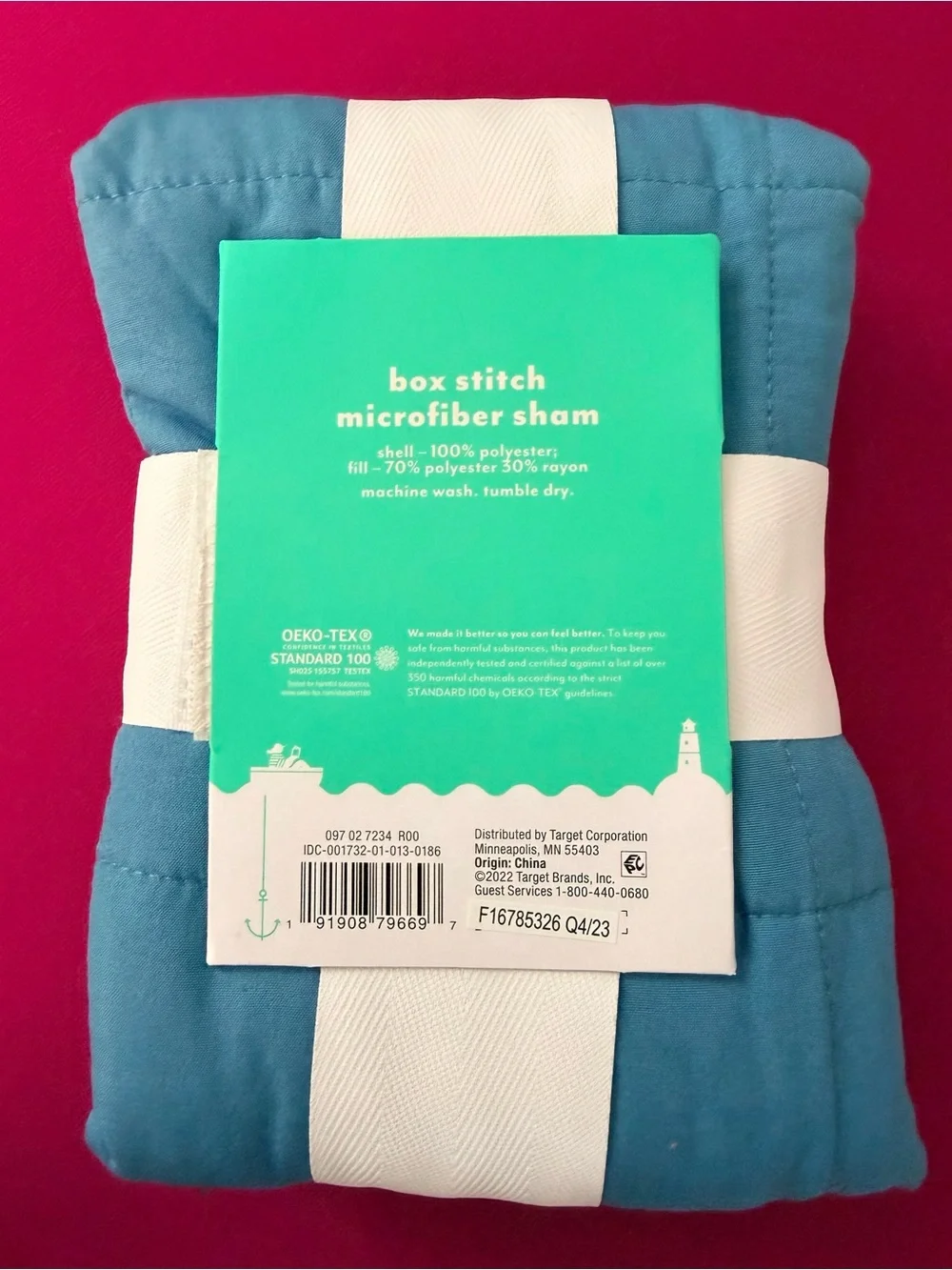 Pillowfort Quilted Light Blue Bed Pillow